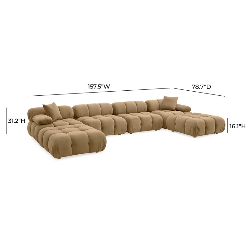Pemberly Row Contemporary Performance Velvet 6-piece Modular U-Sectional