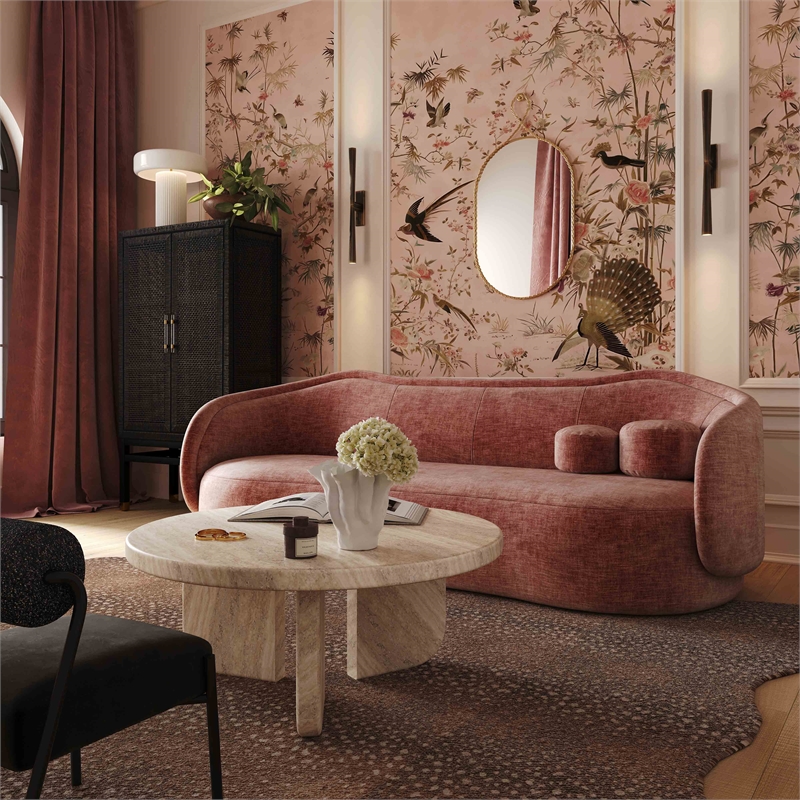 Pemberly Row Handmade Contemporary Accent Mauve Textured Velvet Sofa