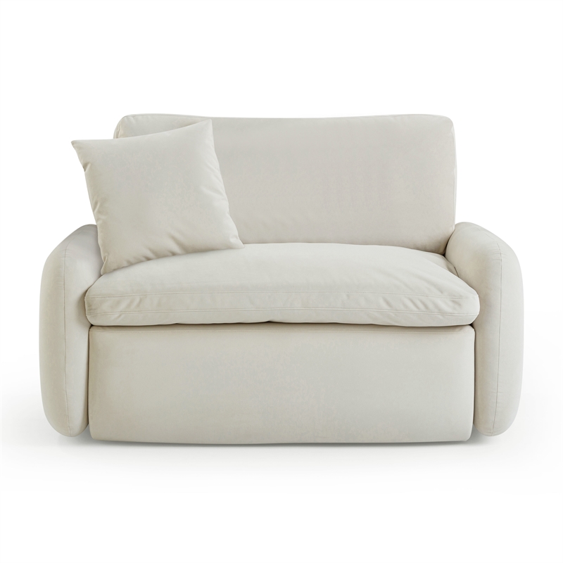 Pemberly Row Upholstered Contemporary Accent Cream Velvet Lounge Chair