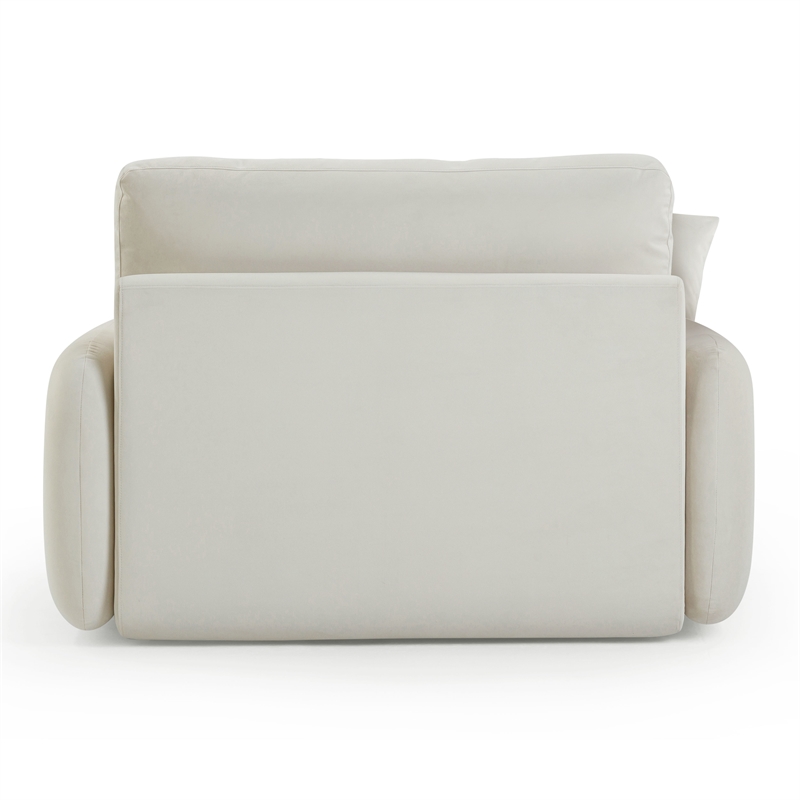 Pemberly Row Upholstered Contemporary Accent Cream Velvet Lounge Chair