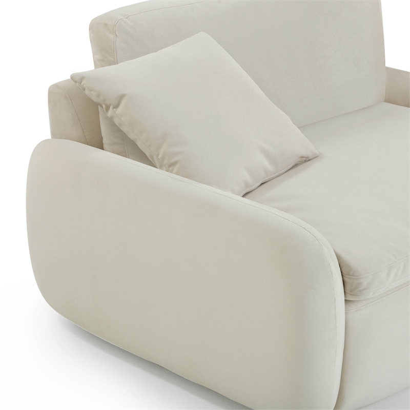 Pemberly Row Upholstered Contemporary Accent Cream Velvet Lounge Chair