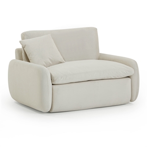 Pemberly Row Upholstered Contemporary Accent Cream Velvet Lounge Chair