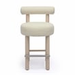 Pemberly Row Transitional Cream Boucle and Solid Wood Counter Stool