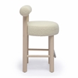 Pemberly Row Transitional Cream Boucle and Solid Wood Counter Stool