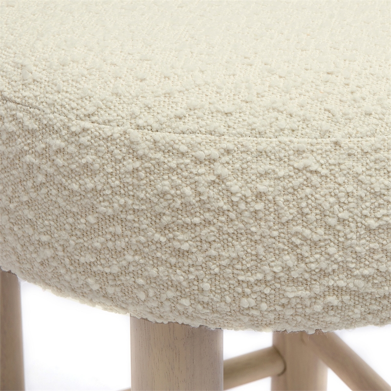 Pemberly Row Transitional Cream Boucle and Solid Wood Counter Stool
