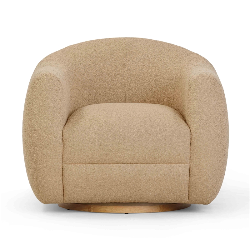 Pemberly Row Contemporary Accent Honey Brown Boucle Swivel Chair