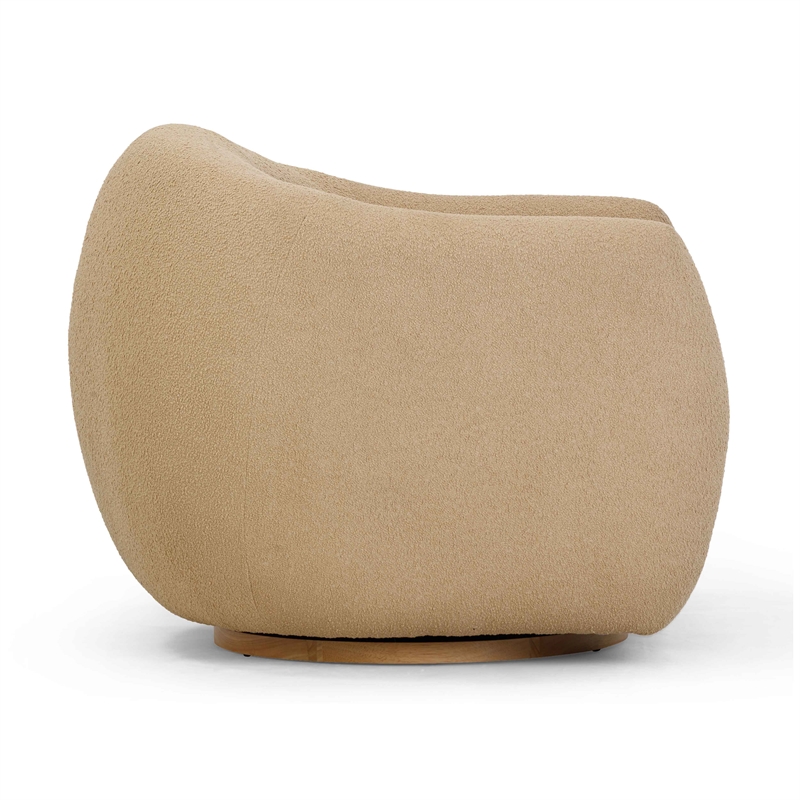 Pemberly Row Contemporary Accent Honey Brown Boucle Swivel Chair