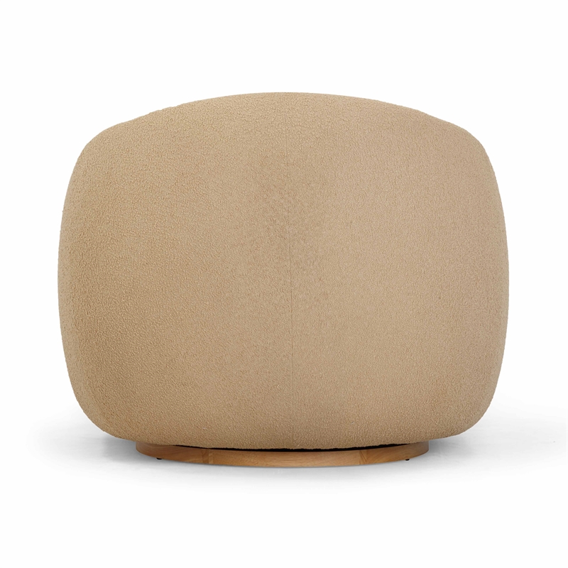 Pemberly Row Contemporary Accent Honey Brown Boucle Swivel Chair