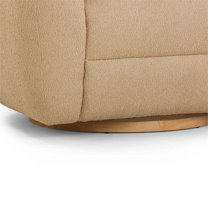 Pemberly Row Contemporary Accent Honey Brown Boucle Swivel Chair