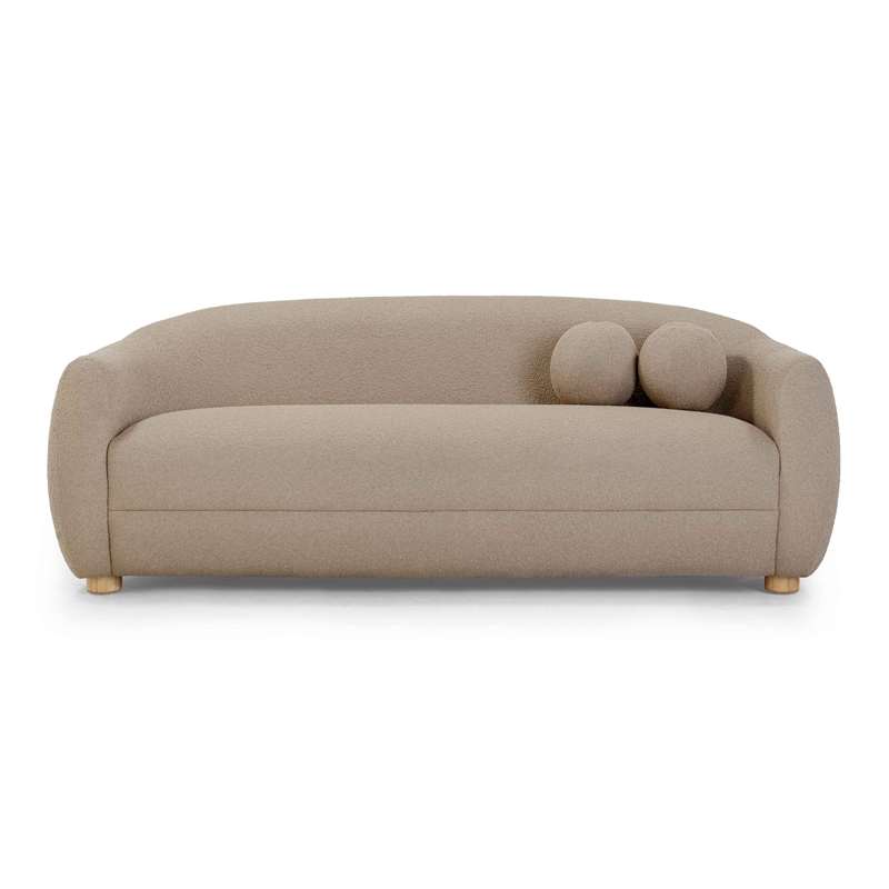 Pemberly Row Contemporary Accent Light Brown Finish Boucle Sofa