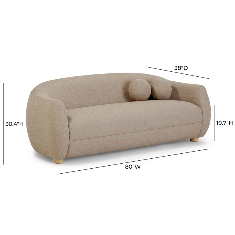 Pemberly Row Contemporary Accent Light Brown Finish Boucle Sofa