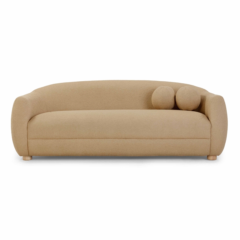 Pemberly Row Contemporary Accent Honey Brown Finish Boucle Sofa