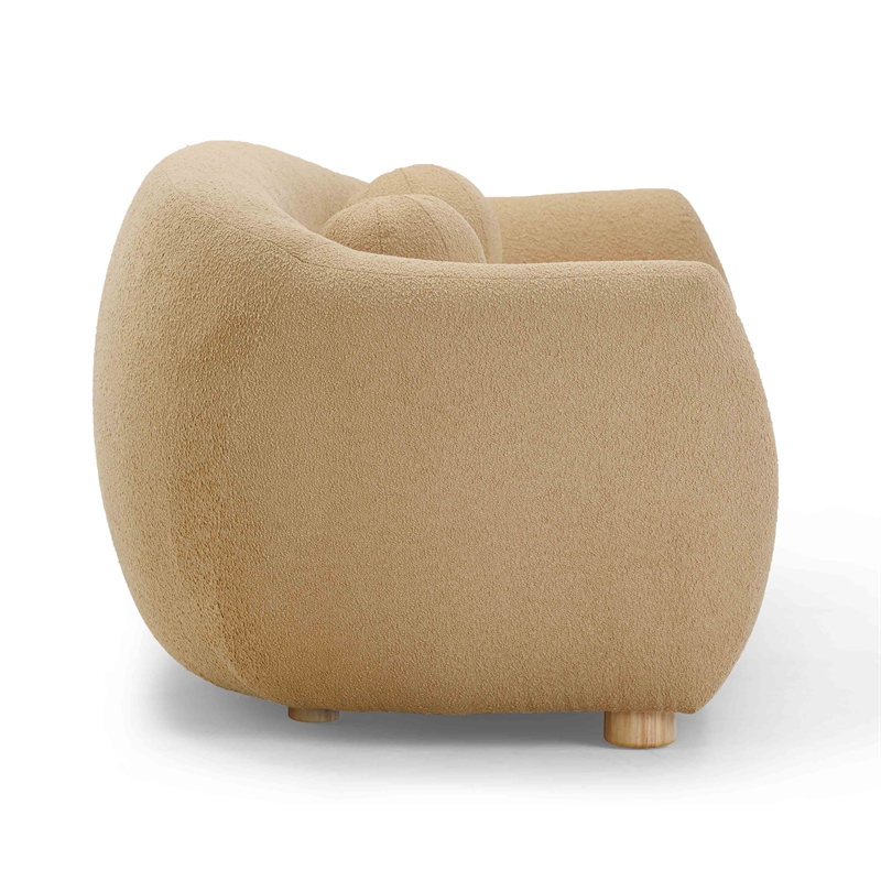 Pemberly Row Contemporary Accent Honey Brown Finish Boucle Sofa