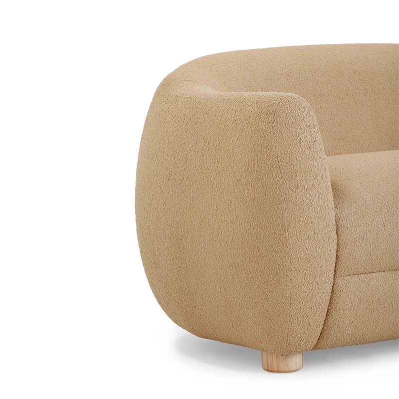 Pemberly Row Contemporary Accent Honey Brown Finish Boucle Sofa
