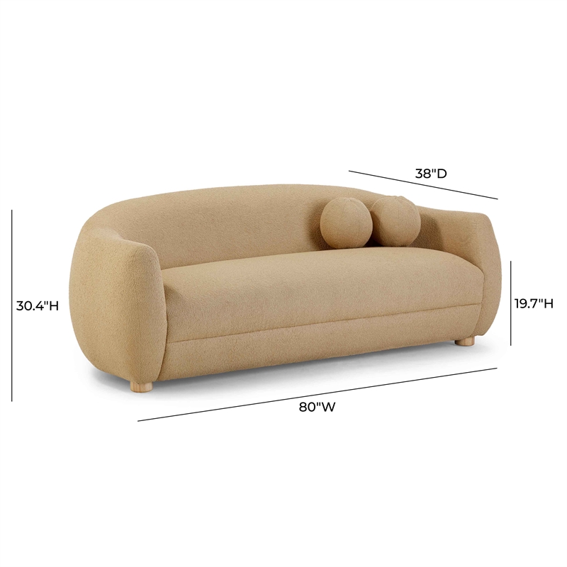 Pemberly Row Contemporary Accent Honey Brown Finish Boucle Sofa