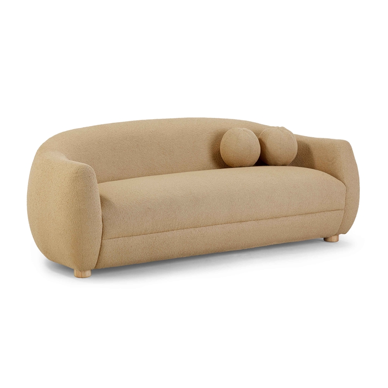 Pemberly Row Contemporary Accent Honey Brown Finish Boucle Sofa