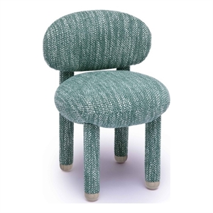 Pemberly Row Contemporary Teal Knubby Performance Fabric Side Chair