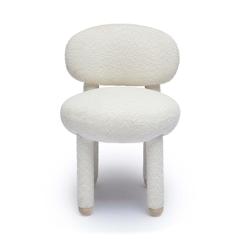Pemberly Row Contemporary Cream Performance Boucle Side Chair