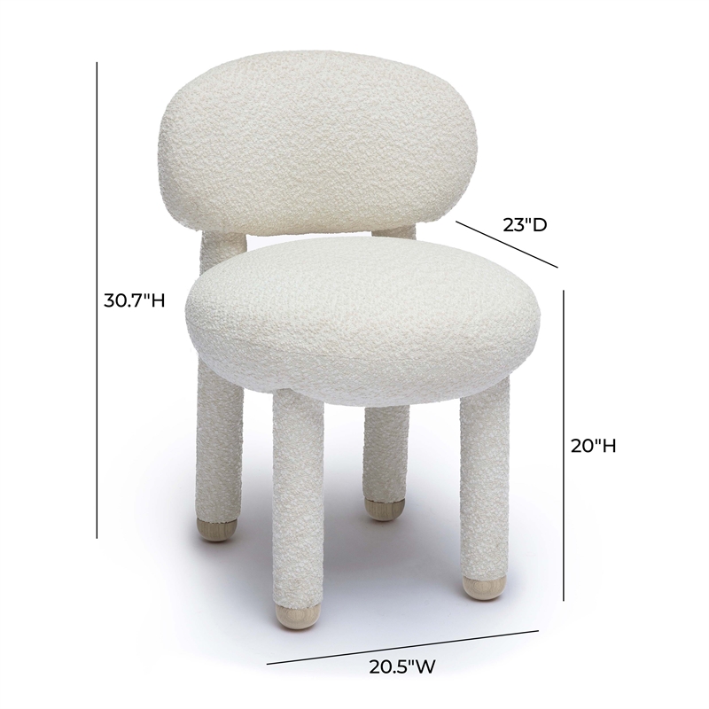 Pemberly Row Contemporary Cream Performance Boucle Side Chair
