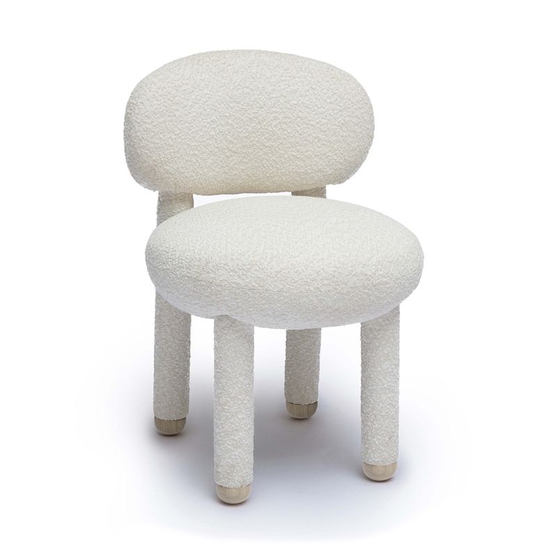 Pemberly Row Contemporary Cream Performance Boucle Side Chair