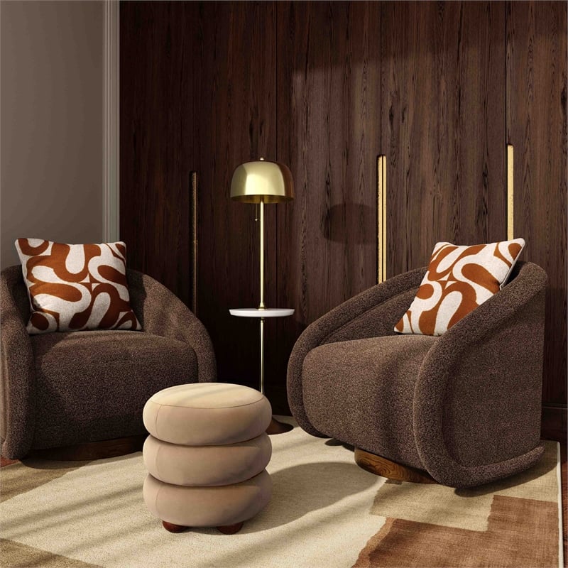 Pemberly Row Contemporary Accent Rust Orange Boucle Accent Cushion