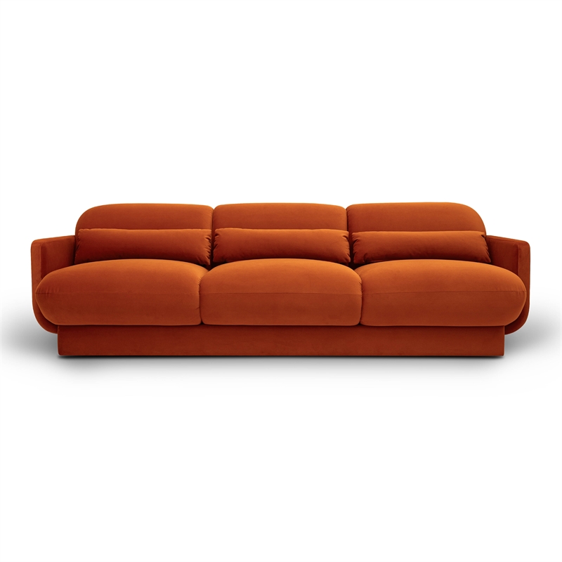 Pemberly Row Contemporary Accent Rust Orange Finish Velvet Sofa