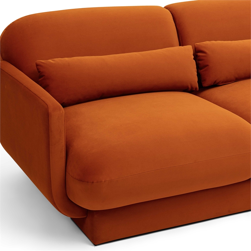Pemberly Row Contemporary Accent Rust Orange Finish Velvet Sofa