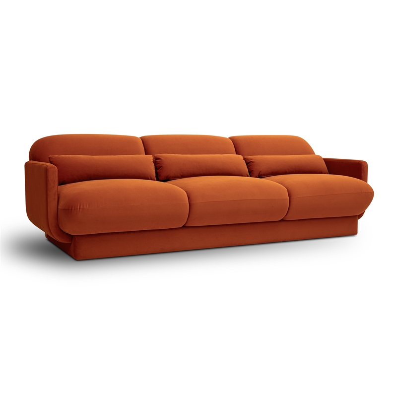 Pemberly Row Contemporary Accent Rust Orange Finish Velvet Sofa