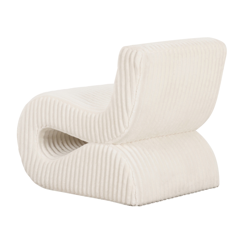 Pemberly Row Contemporary Cream Oversized Corduroy Accent Chair