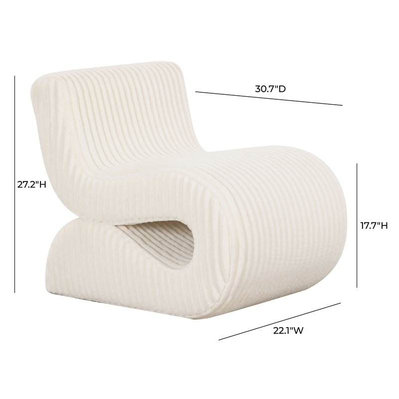 Pemberly Row Contemporary Cream Oversized Corduroy Accent Chair