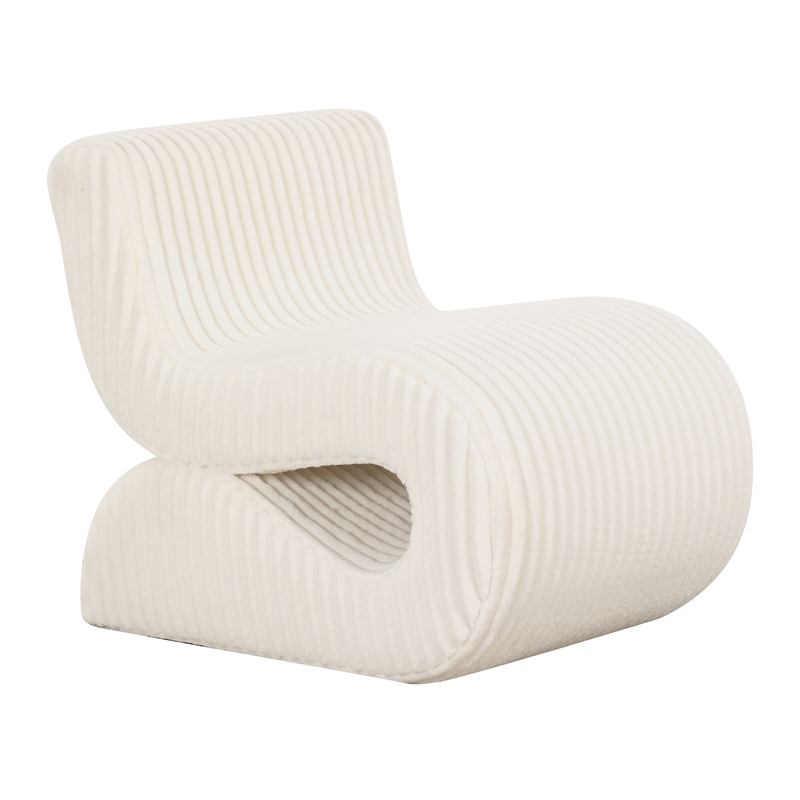 Pemberly Row Contemporary Cream Oversized Corduroy Accent Chair