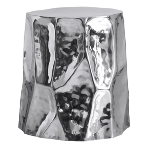 Pemberly Row Transitional Accent Shiny Chrome Finish Side Table