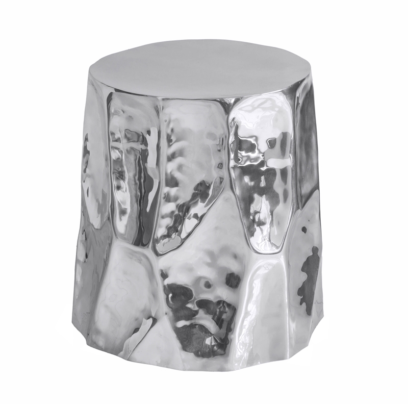 Pemberly Row Transitional Accent Shiny Chrome Finish Side Table