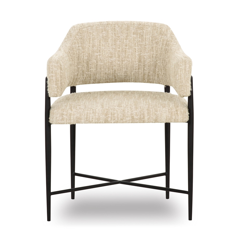 Pemberly Row Contemporary Cream Textured Performance Boucle Dining Chair