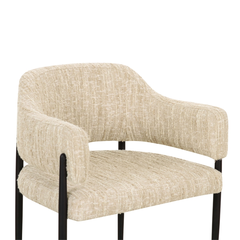 Pemberly Row Contemporary Cream Textured Performance Boucle Dining Chair