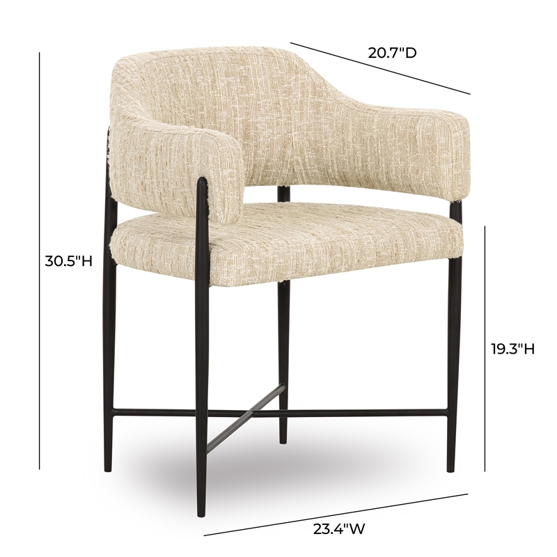 Pemberly Row Contemporary Cream Textured Performance Boucle Dining Chair