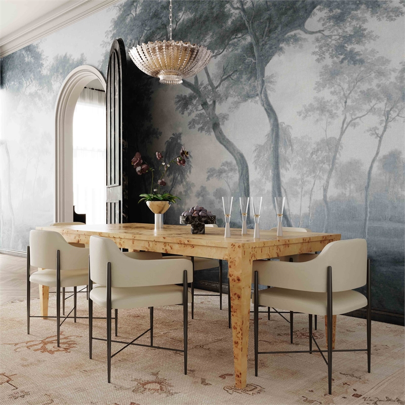 Pemberly Row Contemporary Cream Textured Performance Boucle Dining Chair