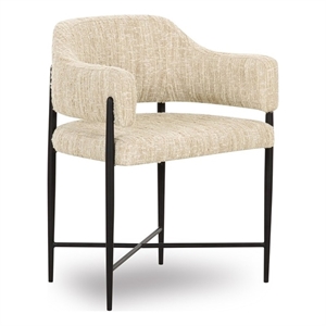 Pemberly Row Contemporary Cream Textured Performance Boucle Dining Chair