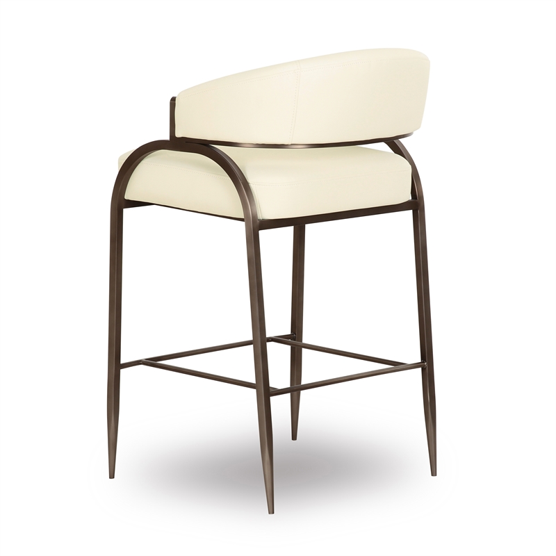 Pemberly Row Contemporary Accent Cream Vegan Leather Counter Stool
