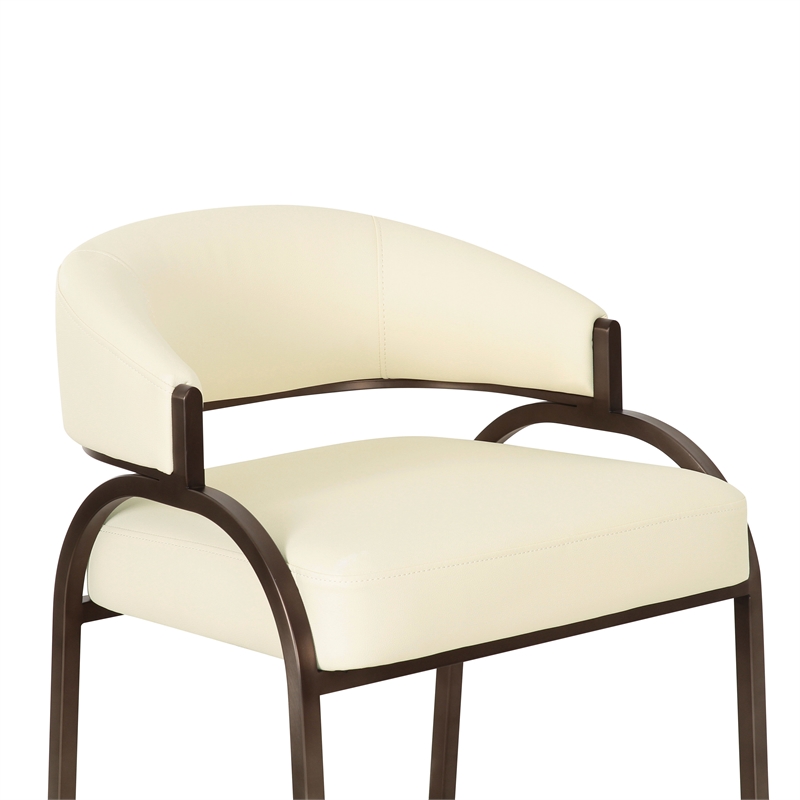 Pemberly Row Contemporary Accent Cream Vegan Leather Counter Stool