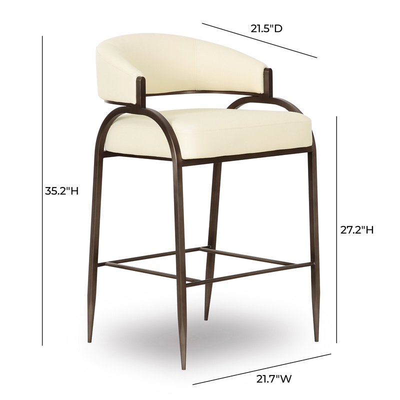 Pemberly Row Contemporary Accent Cream Vegan Leather Counter Stool