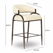 Pemberly Row Contemporary Accent Cream Vegan Leather Counter Stool