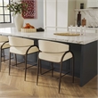 Pemberly Row Contemporary Accent Cream Vegan Leather Counter Stool