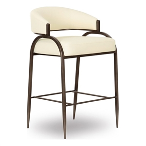 Pemberly Row Contemporary Accent Cream Vegan Leather Counter Stool