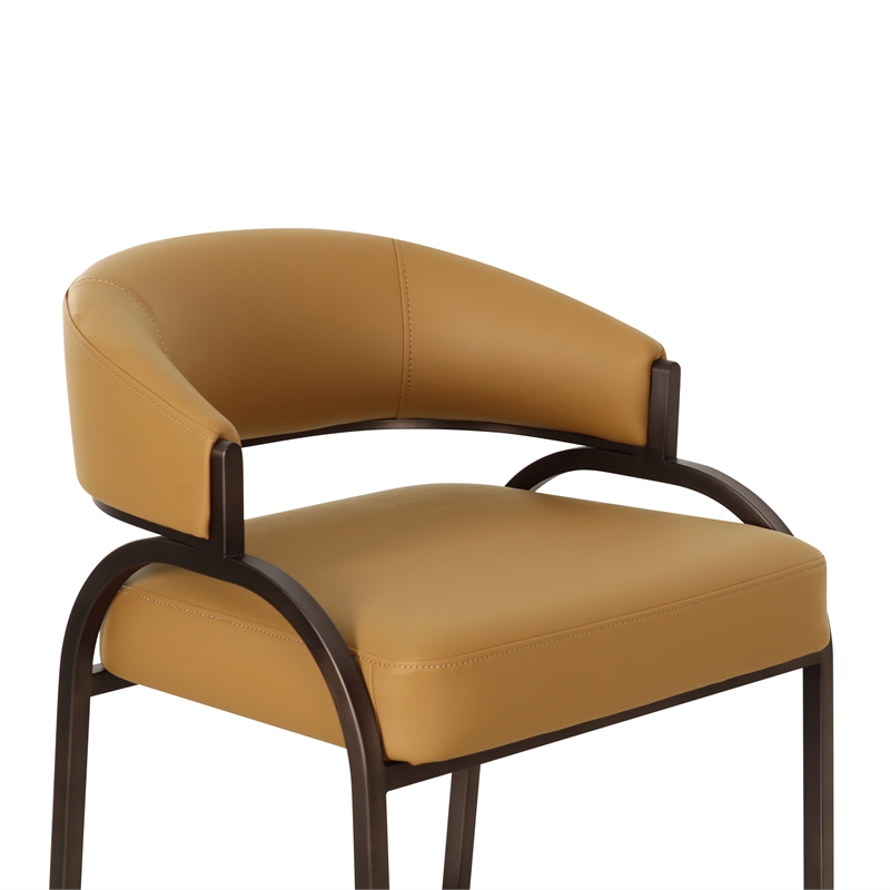Pemberly Row Contemporary Accent Tan Vegan Leather Counter Stool