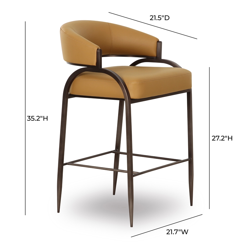 Pemberly Row Contemporary Accent Tan Vegan Leather Counter Stool