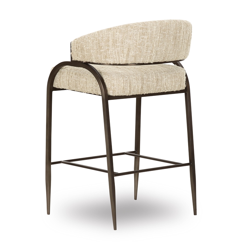 Pemberly Row Contemporary Cream Textured Boucle Counter Stool