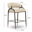 Pemberly Row Contemporary Cream Textured Boucle Counter Stool
