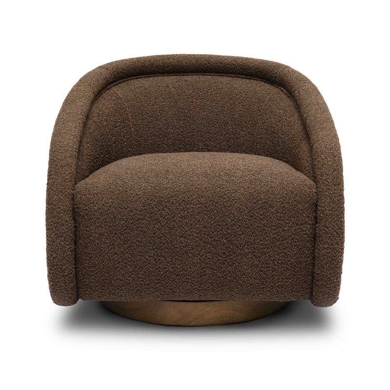 Pemberly Row Transitional Chocolate Brown Boucle Swivel Chair