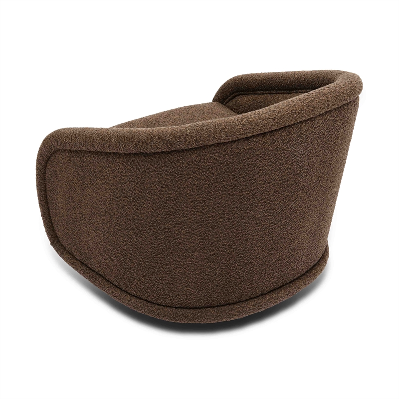 Pemberly Row Transitional Chocolate Brown Boucle Swivel Chair